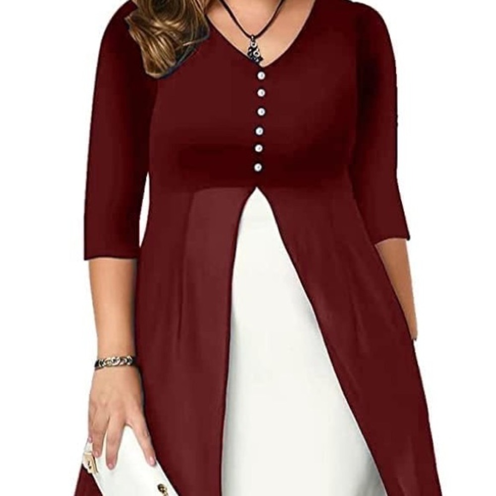 Elegant Burgundy and White Dress